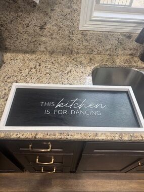 This Kitchen Is For Dancing Black & White Framed Wall Sign